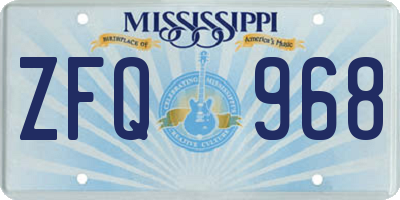 MS license plate ZFQ968