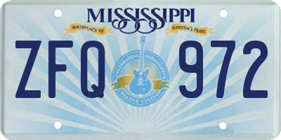 MS license plate ZFQ972