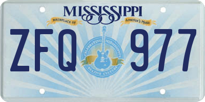 MS license plate ZFQ977