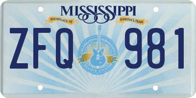 MS license plate ZFQ981