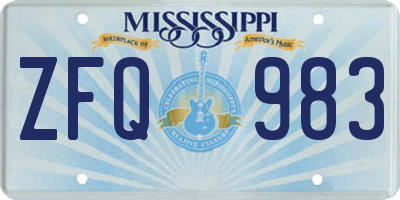 MS license plate ZFQ983