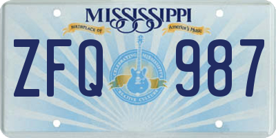 MS license plate ZFQ987