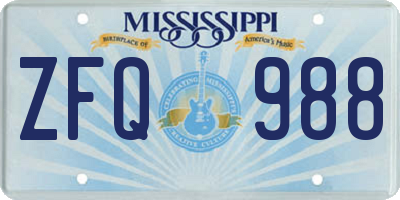 MS license plate ZFQ988