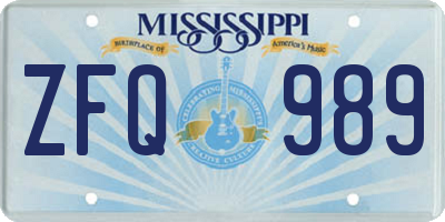 MS license plate ZFQ989