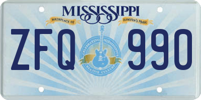 MS license plate ZFQ990