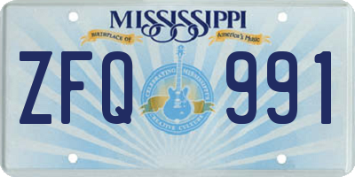 MS license plate ZFQ991
