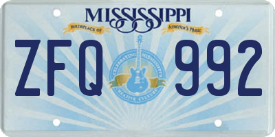 MS license plate ZFQ992