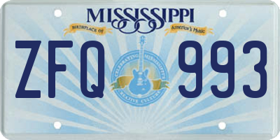 MS license plate ZFQ993