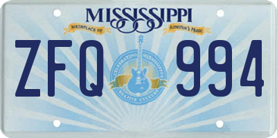 MS license plate ZFQ994