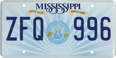 MS license plate ZFQ996