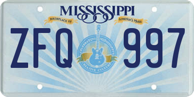 MS license plate ZFQ997