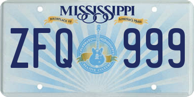 MS license plate ZFQ999