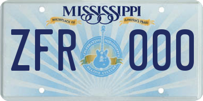 MS license plate ZFR000