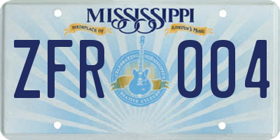 MS license plate ZFR004