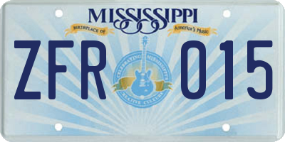 MS license plate ZFR015