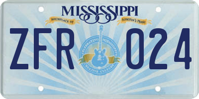 MS license plate ZFR024