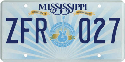 MS license plate ZFR027