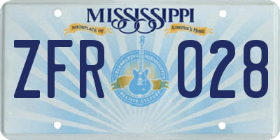 MS license plate ZFR028