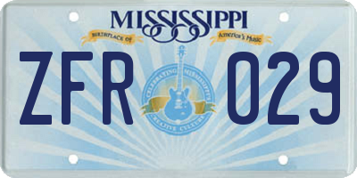 MS license plate ZFR029