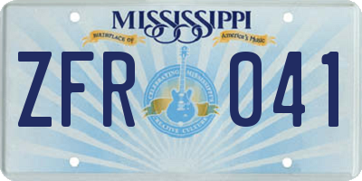 MS license plate ZFR041