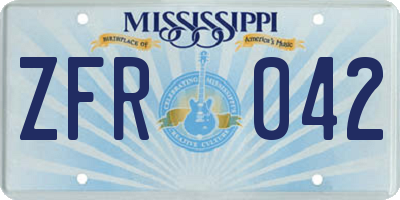 MS license plate ZFR042