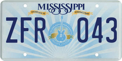 MS license plate ZFR043