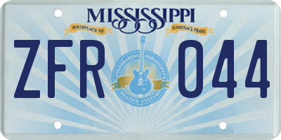 MS license plate ZFR044