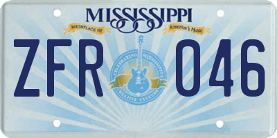 MS license plate ZFR046