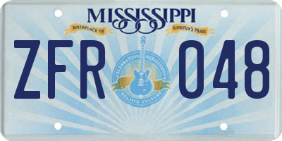 MS license plate ZFR048
