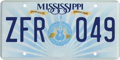 MS license plate ZFR049