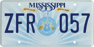 MS license plate ZFR057