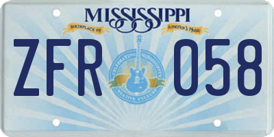 MS license plate ZFR058
