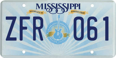 MS license plate ZFR061
