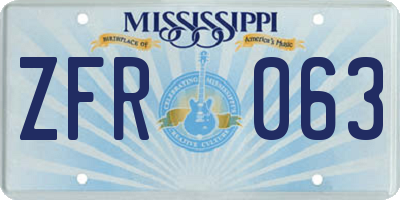 MS license plate ZFR063