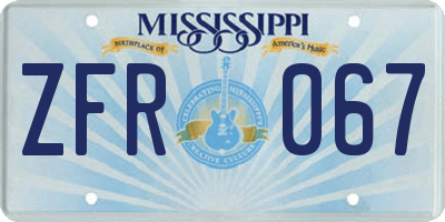 MS license plate ZFR067