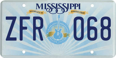 MS license plate ZFR068