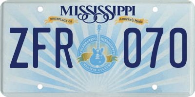 MS license plate ZFR070