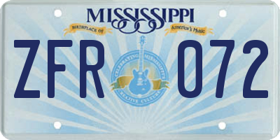 MS license plate ZFR072
