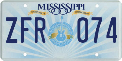 MS license plate ZFR074