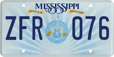 MS license plate ZFR076