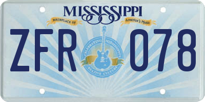 MS license plate ZFR078