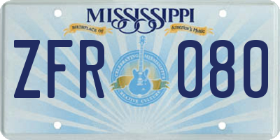 MS license plate ZFR080