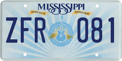 MS license plate ZFR081