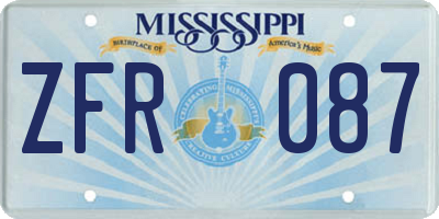 MS license plate ZFR087