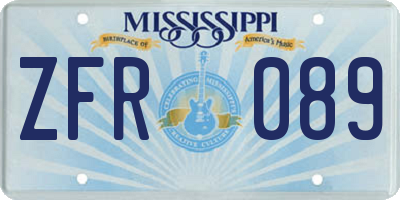 MS license plate ZFR089