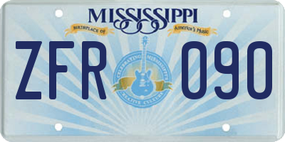MS license plate ZFR090