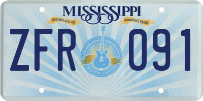 MS license plate ZFR091