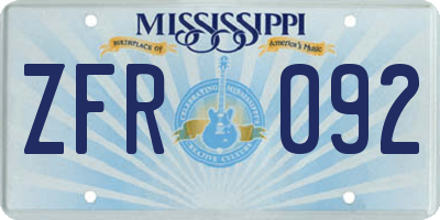 MS license plate ZFR092