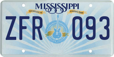MS license plate ZFR093