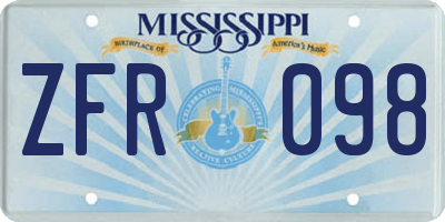 MS license plate ZFR098